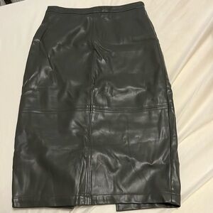 Gray vegan leather pencil skirt